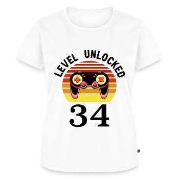 Level 34 unlocked 34 Geburtstag 34 Jahre alt - Frauen Premium Bio T-Shirt - Weiß - Vorne - AI Model Female 172 dark (172cm)
