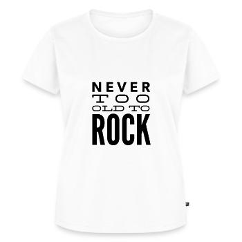 Never too old to rock Geschenkidee - Frauen Premium Bio T-Shirt - Weiß - Vorne - AI Model Female 172 dark (172cm)