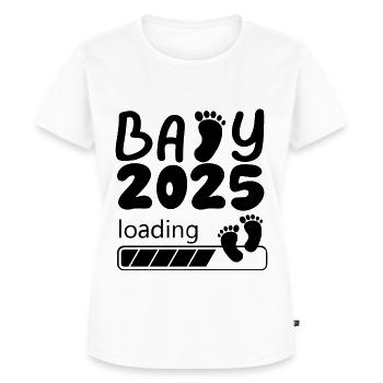 Baby 2025 laden, ik word moeder in 2025 - Vrouwen Premium Bio T-shirt - wit - Voor - AI Model Female 172 dark (172cm)