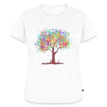 Baum mit Regenbogen Farben Blättern - Frauen Premium Bio T-Shirt - Weiß - Vorne - AI Model Female 172 dark (172cm)