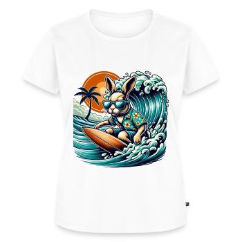 Surfen Sommer Hase Wellenreiten Abenteuer - Frauen Premium Bio T-Shirt - Weiß - Vorne - AI Model Female 172 dark (172cm)