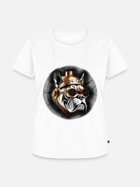 Bulldogge im Steampunk-Retro-Stil - Frauen Premium Bio T-Shirt - Weiß