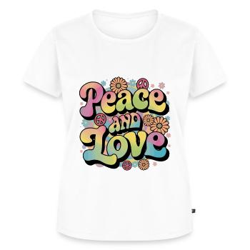 Peace And Love Hippie 1960s 1970s - Women's Premium Organic T-shirt - white - Front - AI Model Female 172 dark (172cm)