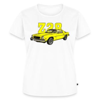 Leuchtend gelb 1974 Camaro Z28 - Frauen Premium Bio T-Shirt - Weiß - Vorne - AI Model Female 172 dark (172cm)