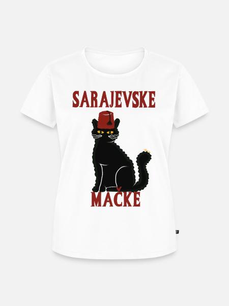 Katze Sarajevo Fez - Frauen Premium Bio T-Shirt - Weiß