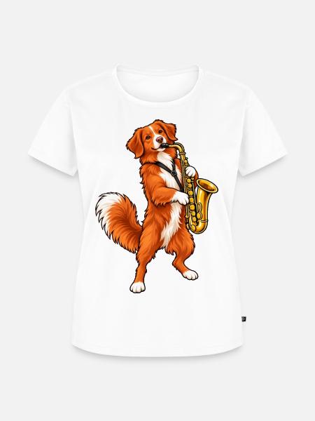 Toller mit Saxophon - Frauen Premium Bio T-Shirt - Weiß