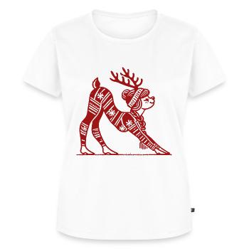 weYoga Renne pour la détente de Noël - T-shirt Premium bio Femme - blanc - Devant - AI Model Female 172 dark (172cm)