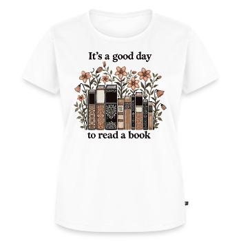 Bücherwurm Leseratte Lustiger Buch Spruch Florales - Frauen Premium Bio T-Shirt - Weiß - Vorne - AI Model Female 172 dark (172cm)