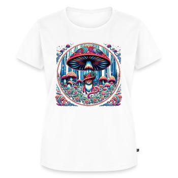 Chat psychédélique aux champignons magiques - T-shirt Premium bio Femme - blanc - Devant - AI Model Female 172 dark (172cm)
