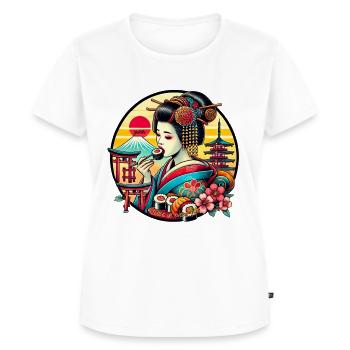 Yukiko Geisha: Grace in Every Bite - Frauen Premium Bio T-Shirt - Weiß - Vorne - AI Model Female 172 dark (172cm)