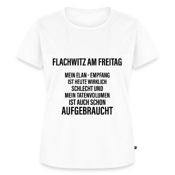 Flachwitz am Freitag - Frauen Premium Bio T-Shirt - Weiß - Vorne - AI Model Female 172 dark (172cm)