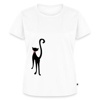 retro cat silhouette by Patjila - Frauen Premium Bio T-Shirt - Weiß - Vorne - AI Model Female 172 dark (172cm)