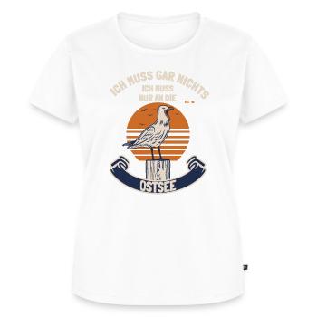 Ich muss gar nichts, ich muss nur an die Ostsee - Frauen Premium Bio T-Shirt - Weiß - Vorne - AI Model Female 172 dark (172cm)