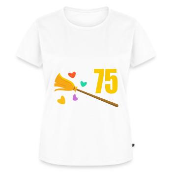 Alter Besen Junger Feger 75 Jahre 75. Geburtstag - Frauen Premium Bio T-Shirt - Weiß - Vorne - AI Model Female 172 dark (172cm)