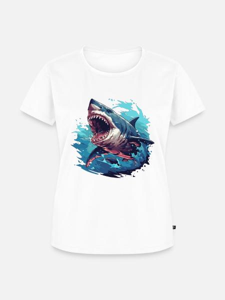 Haie Hai - Frauen Premium Bio T-Shirt - Weiß