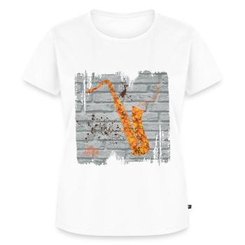 saxophon e 212 - Frauen Premium Bio T-Shirt - Weiß - Vorne - AI Model Female 172 dark (172cm)