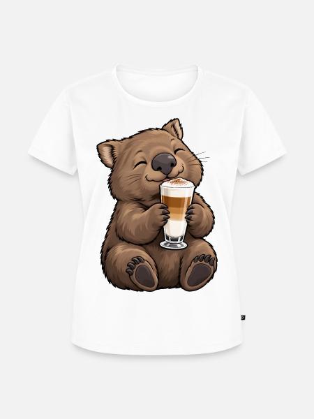 Wombat mit Latte Macchiato - Frauen Premium Bio T-Shirt - Weiß