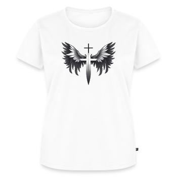 Holy cross with wings in black and white - Women's Premium Organic T-shirt - white - Front - AI Model Female 172 dark (172cm)