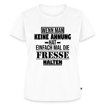 Einfach mal die Fresse halten! - Frauen Premium Bio T-Shirt - Weiß - Vorne - AI Model Female 172 dark (172cm)