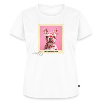 Heartbreaker - Bouledogue français avec des cœurs - T-shirt Premium bio Femme - blanc - Devant - AI Model Female 172 dark (172cm)