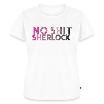 No shit Sherlock quote Spruch lustig Fun - Frauen Premium Bio T-Shirt - Weiß - Vorne - AI Model Female 172 dark (172cm)