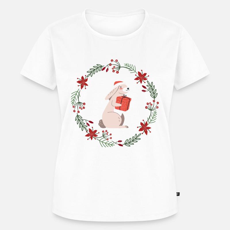 Christmas: rabbits with Christmas present - Women's Premium Organic T-shirt - white