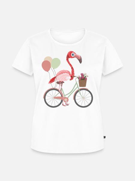 Flamingo auf Fahrrad - Frauen Premium Bio T-Shirt - Weiß