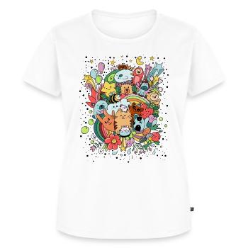 süße und lustige Tierfreunde machen Party - Frauen Premium Bio T-Shirt - Weiß - Vorne - AI Model Female 172 dark (172cm)
