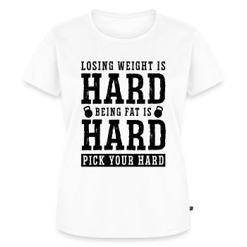 Perdre du poids est difficile zéro glucides faible amant de glucides - T-shirt Premium bio Femme - blanc - Devant - AI Model Female 172 dark (172cm)