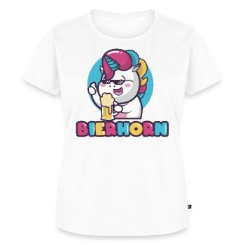 Einhorn, Einhörner, Bier, Bierhorn - Frauen Premium Bio T-Shirt - Weiß - Vorne - AI Model Female 172 dark (172cm)