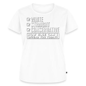 Weiß Gerade Konservativ, Beleidigt Dich? - Frauen Premium Bio T-Shirt - Weiß - Vorne - AI Model Female 172 dark (172cm)