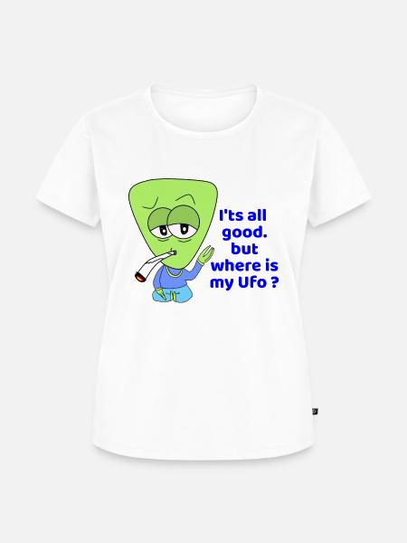 lustiger Kiffer Alien - Frauen Premium Bio T-Shirt - Weiß