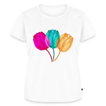 ZAZdesign® Tulpen T-shirt farbenfroh & floral - Frauen Premium Bio T-Shirt - Weiß - Vorne - AI Model Female 172 dark (172cm)