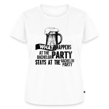 What happens at the bachelor party - Women's Premium Organic T-shirt - white - Front - AI Model Female 172 dark (172cm)
