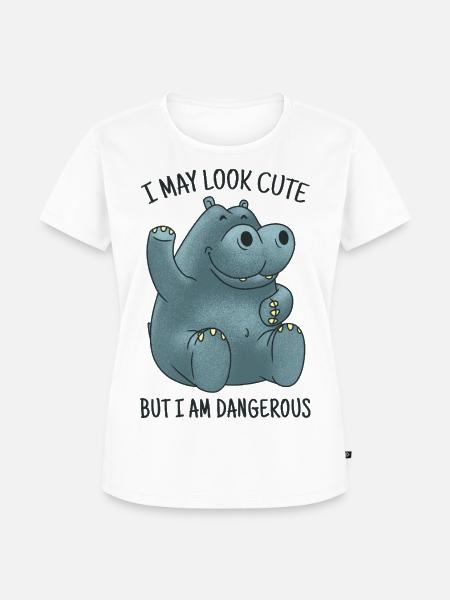Friedlicher Nilpferd kann gefährlich werden  - Frauen Premium Bio T-Shirt - Weiß