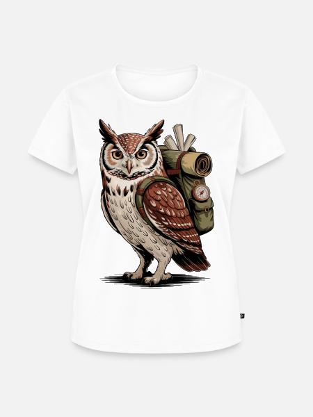 Eulenabenteuer mit Rucksack - Frauen Premium Bio T-Shirt - Weiß