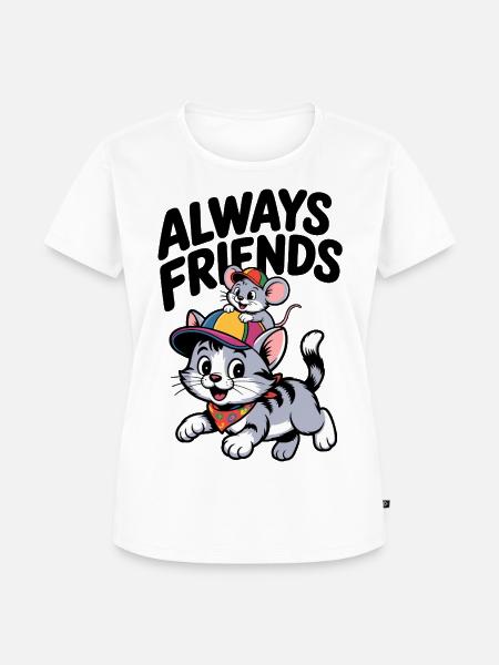 Maus und Katze - Frauen Premium Bio T-Shirt - Weiß
