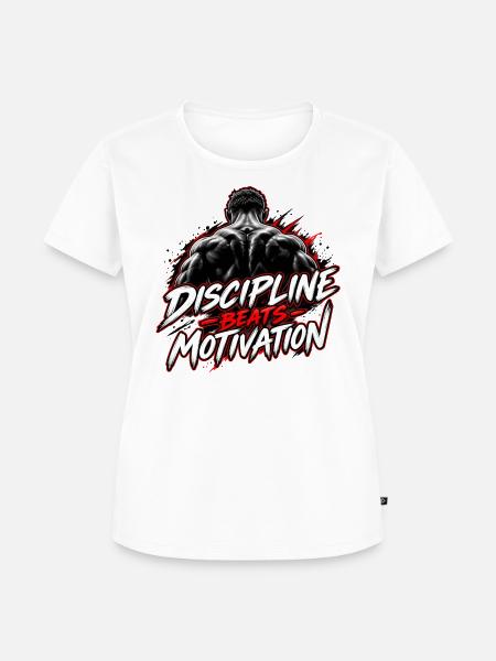 Disziplin Beats Motivation - Frauen Premium Bio T-Shirt - Weiß