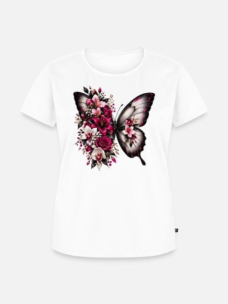 Flügelpoesie Blüten-Schmetterling - Frauen Premium Bio T-Shirt - Weiß