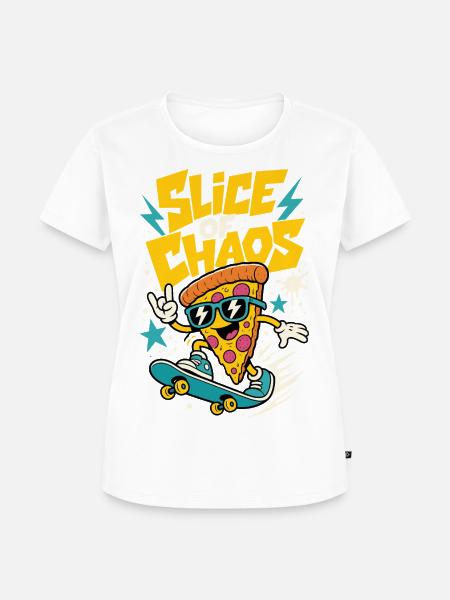 Skateboard-Pizza – Slice of Chaos - Frauen Premium Bio T-Shirt - Weiß