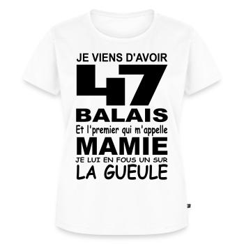 47 ans / anniversaire 47 ans / cadeau 47 ans - T-shirt Premium bio Femme - blanc - Devant - AI Model Female 172 dark (172cm)