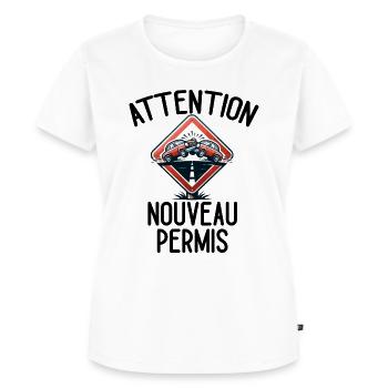 Permis De Conduire Idée Cadeau Humour Auto-École - T-shirt Premium bio Femme - blanc - Devant - AI Model Female 172 dark (172cm)