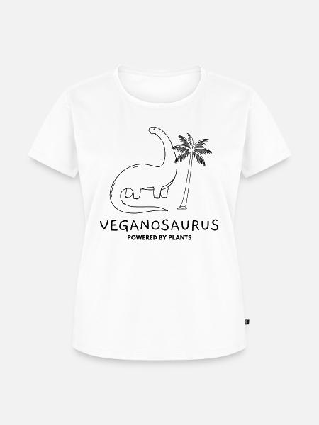 Veganosaurus - Vegan Shirt Cute Funny Back Print - Women's Premium Organic T-shirt - white