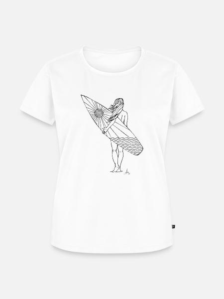 Surfergirl-Schlaganfall - Frauen Premium Bio T-Shirt - Weiß