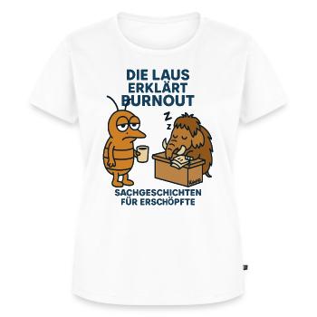 Lustige Laus mit dem Mammut erklärt Burnout - Frauen Premium Bio T-Shirt - Weiß - Vorne - AI Model Female 172 dark (172cm)