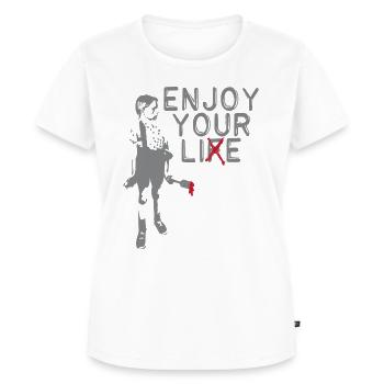 Enjoy your Life (Lie) Aufstand Wahrheit Glaube - Frauen Premium Bio T-Shirt - Weiß - Vorne - AI Model Female 172 dark (172cm)