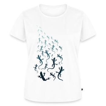 Gecko Eidechse Libelle - Frauen Premium Bio T-Shirt - Weiß - Vorne - AI Model Female 172 dark (172cm)