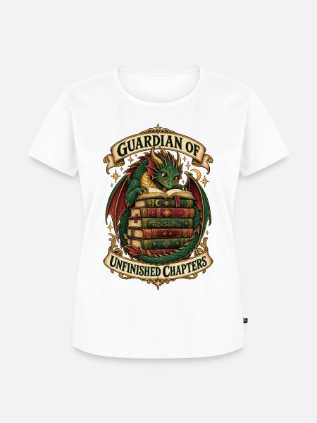 RobVibe Bücherdrache der unvollendeten Kapitel - Frauen Premium Bio T-Shirt - Weiß