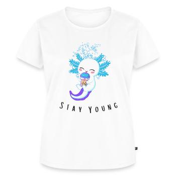 Restez jeune - T-shirt Premium bio Femme - blanc - Devant - AI Model Female 172 dark (172cm)