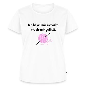 Häkeln Häkelnadel Garn Geschenk Häklerin Spruch - Frauen Premium Bio T-Shirt - Weiß - Vorne - AI Model Female 172 dark (172cm)